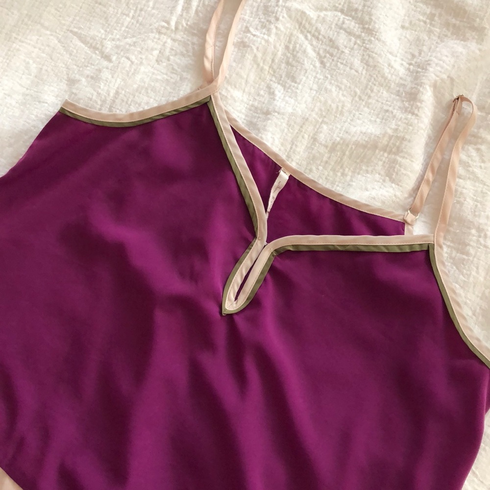 Purple spaghetti strap work blouse